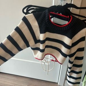 Red white and blue Zara crop sweater NWT